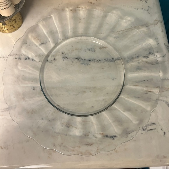 Vintage Anchor Hocking Moments 14.5" Clear Glass Serving Tray Platter scalloped - Picture 3 of 8